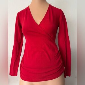 MICHAEL KORS Red V- Neck Wrap Top Size P
